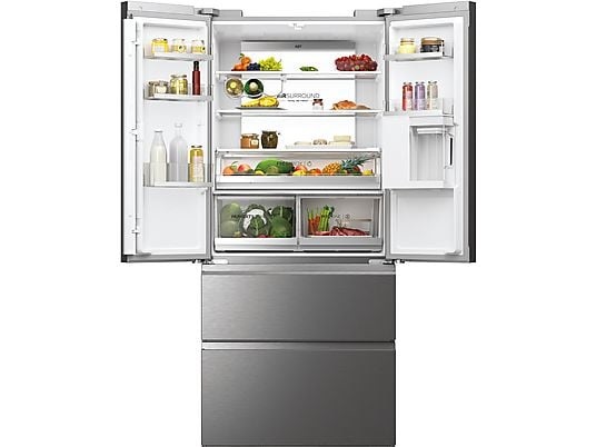 Haier HFW7819EWMP inox, francia ajtós, alulfagyasztós, Hűtő:356L, Fagyasztó:181L, Total No frost hűtőszekrény
