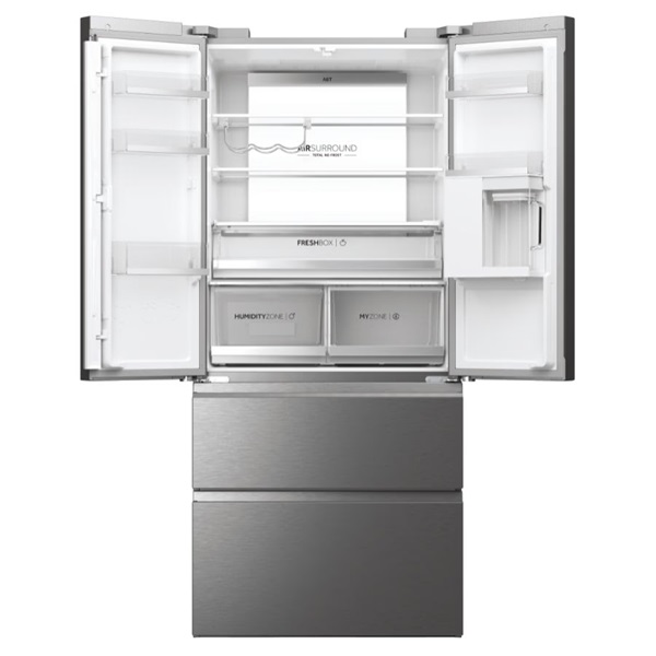 Haier HFW7819EWMP inox, francia ajtós, alulfagyasztós, Hűtő:356L, Fagyasztó:181L, Total No frost hűtőszekrény