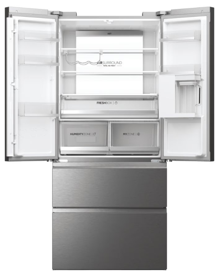 Haier HFW7819EWMP inox, francia ajtós, alulfagyasztós, Hűtő:356L, Fagyasztó:181L, Total No frost hűtőszekrény