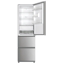 Haier HTR3518ENMX INOX, alulfagyasztós, Hűtő:196L, Fagyasztó:107L, No frost hűtőszekrény