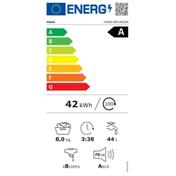 Haier HW80-BP14929A-S fehér, elöltöltős, max.1400 ford., 8kg, mosógép