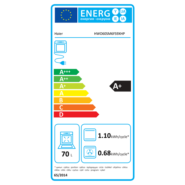 Haier HWO60SM6FS9XHP beépíthető fekete sütő