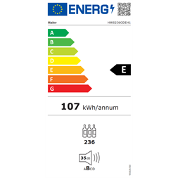 Haier HWS236GDEH1 fekete, Palack:236db, Direct Cool ingborhűtő