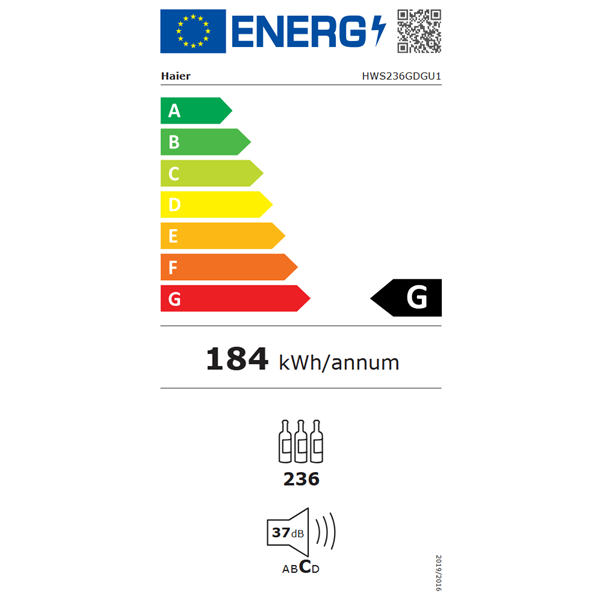 Haier HWS236GDGU1 fekete, Palack:236db, Direct Cool ingborhűtő