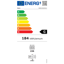 Haier HWS236GDGU1 fekete, Palack:236db, Direct Cool ingborhűtő