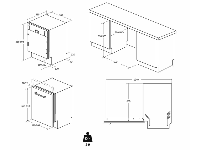 Haier XS 4A4M4PB programok száma: 10, beépíthető, 14 terítékes mosogatógép 