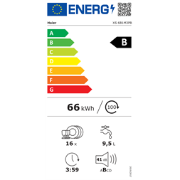 Haier XS 6B1M3PB fekete, programok száma: 10, beépíthető, 16 terítékes mosogatógép 