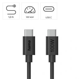 Hama 00086448 1,2m USB-C - USB-C fekete adatkábel