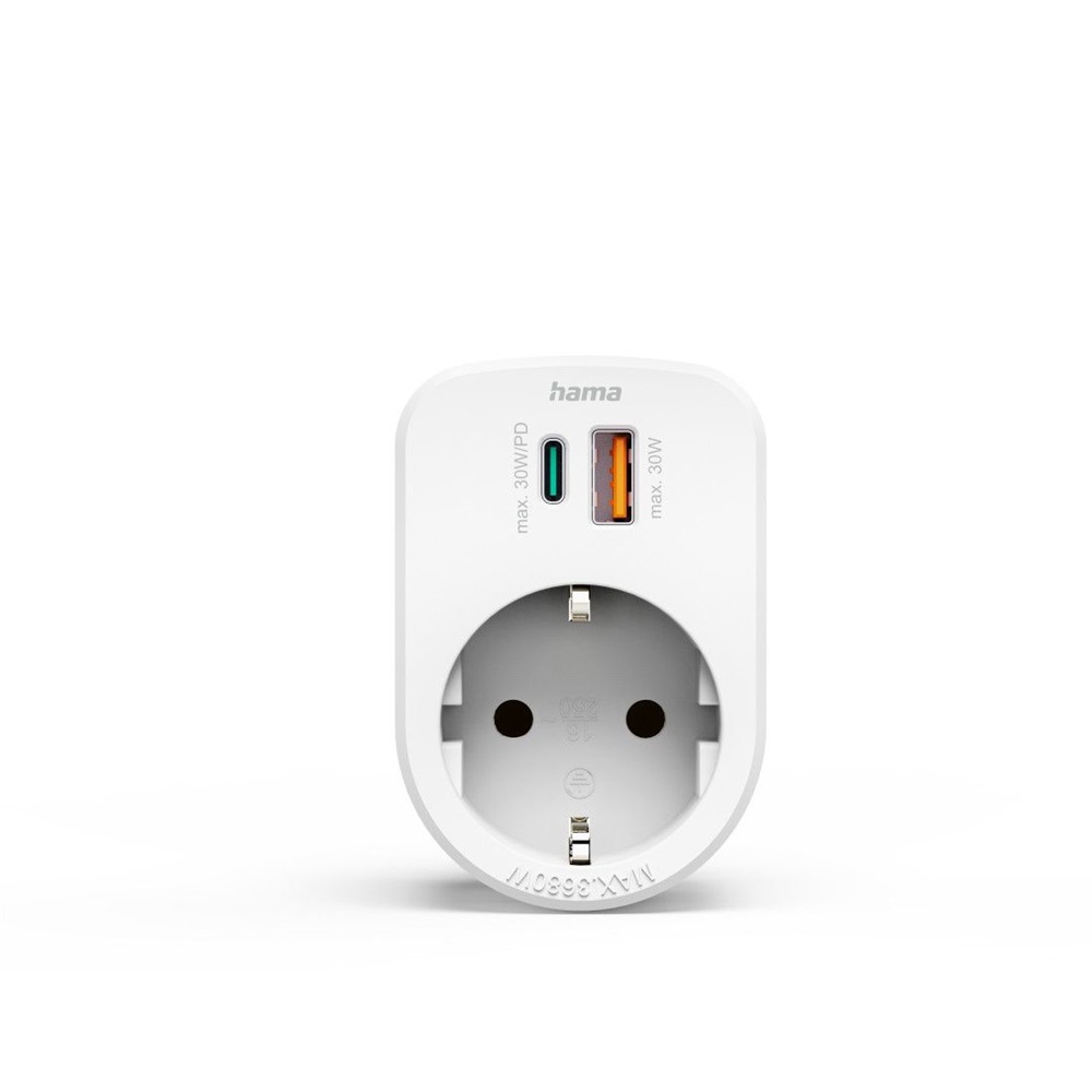 Hama 00223343 FIP 30W USB/USB-C hálózati dugalj beépített töltővel