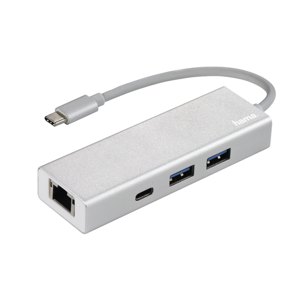 Hama 135757 ezüst USB 3.1 Type-C HUB (2x USB, 1x USB TYPE-C, 1x LAN)