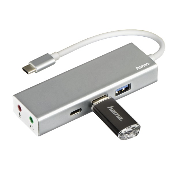 Hama 135758 ezüst USB 3.1 Type-C HUB (2x USB, 1x USB TYPE-C, 3,5MM JACK)
