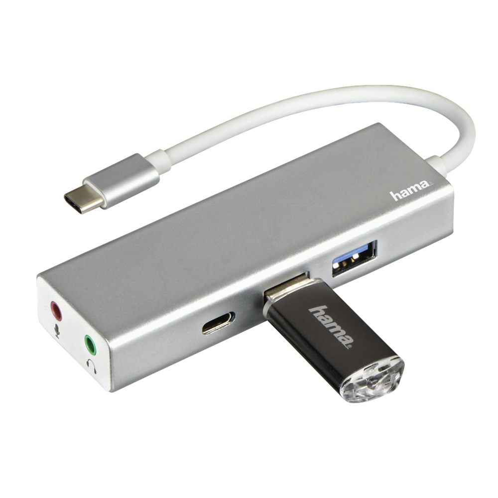 Hama 135758 ezüst USB 3.1 Type-C HUB (2x USB, 1x USB TYPE-C, 3,5MM JACK)