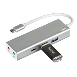 Hama 135758 ezüst USB 3.1 Type-C HUB (2x USB, 1x USB TYPE-C, 3,5MM JACK)