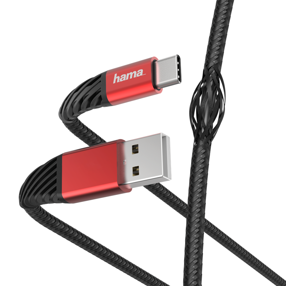 Hama 187218 "Extreme" 1,5m USB Type-C fekete-piros adatkábel