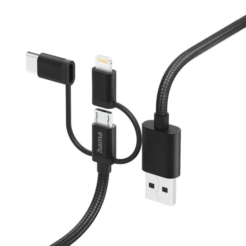 Hama 201536 FIC E3 3in1 micro USB / Type-C / Lightning 1,5m adatkábel