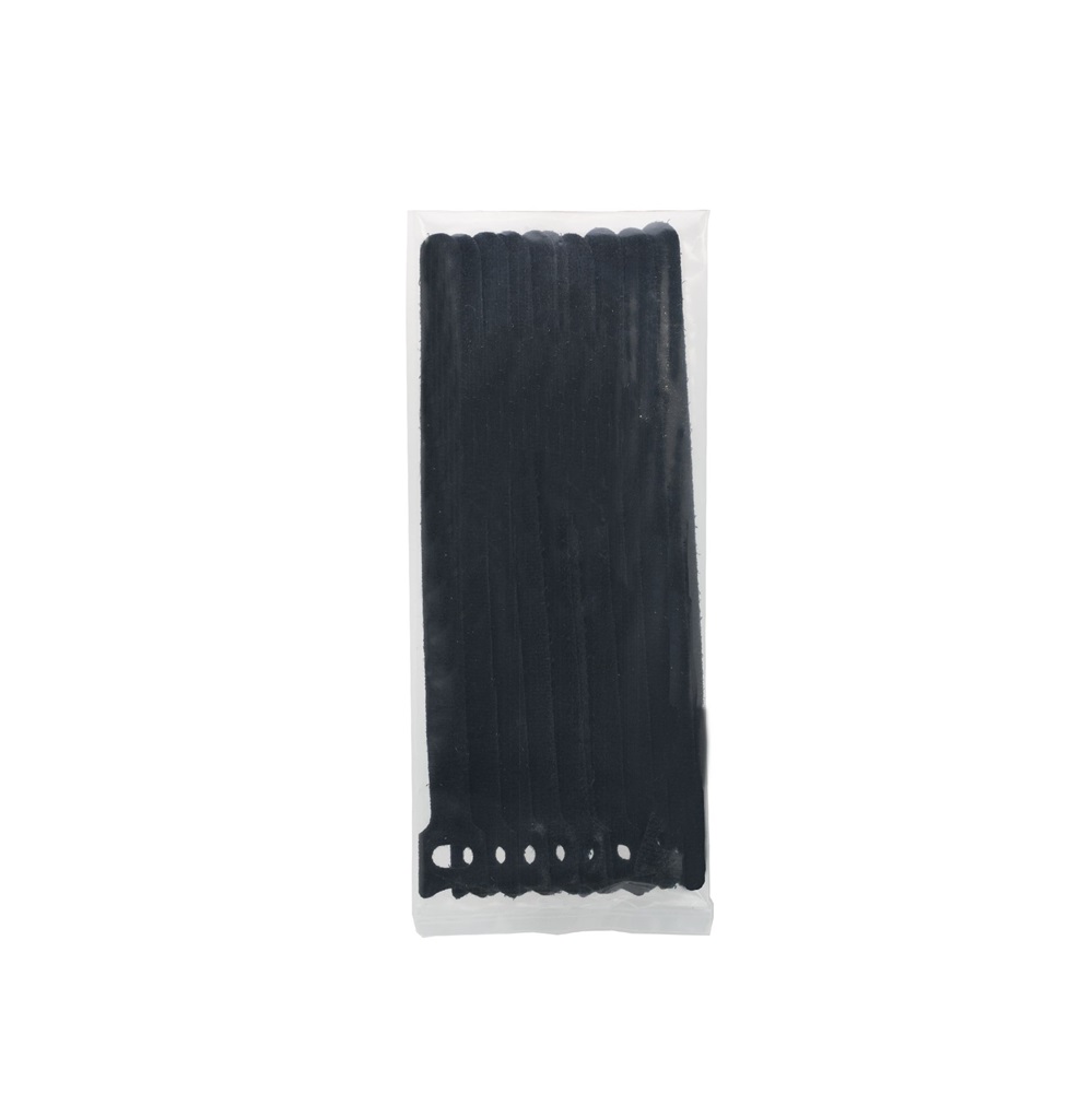 Handy 200x12mm 10db tépőzáras fekete vezetékkötegelő