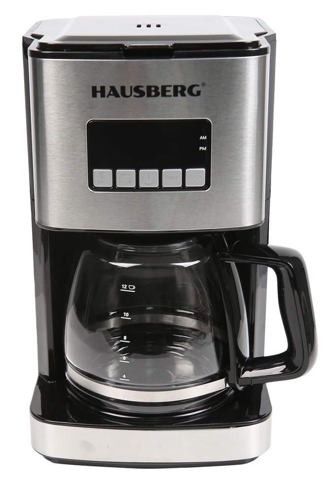 Hausberg HB-3755 1200W WiFi app vezérléssel, időzítővel, 1,8L üveg kancsóval elektromos kávéfőző