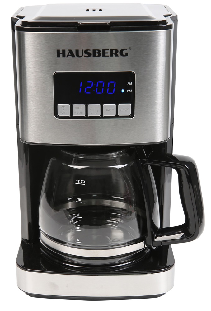 Hausberg HB-3755 1200W WiFi app vezérléssel, időzítővel, 1,8L üveg kancsóval elektromos kávéfőző