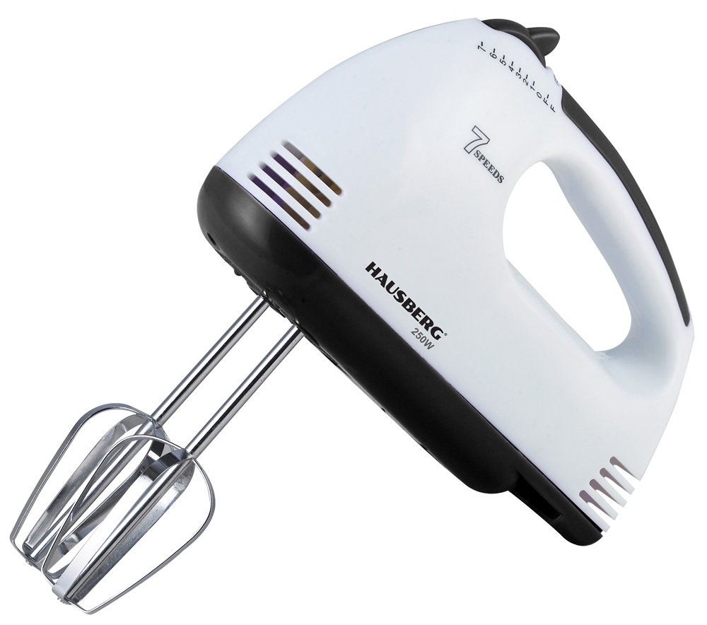 Hausberg HB-4112NG 250W-os fehér-fekete réz motorral, 7 sebességes kézimixer