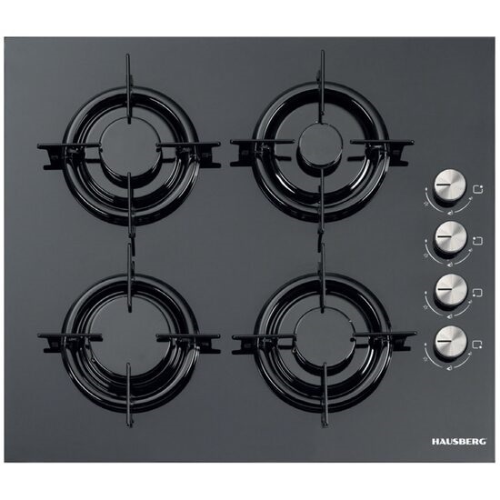 Hausberg HB-563NG fekete, beépíthető, gáz,üvegfelületű, főzőzóna:4,főzőlap
