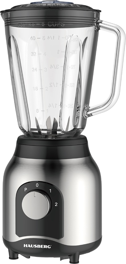 Hausberg HB-7762 600W-os acél turmixgép üvegedénnyel 1,5L, réz motorral