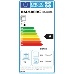 Hausberg HB-8053AB fehér, beépíthető, sütőtér:71L, grill, légkeveréses sütő