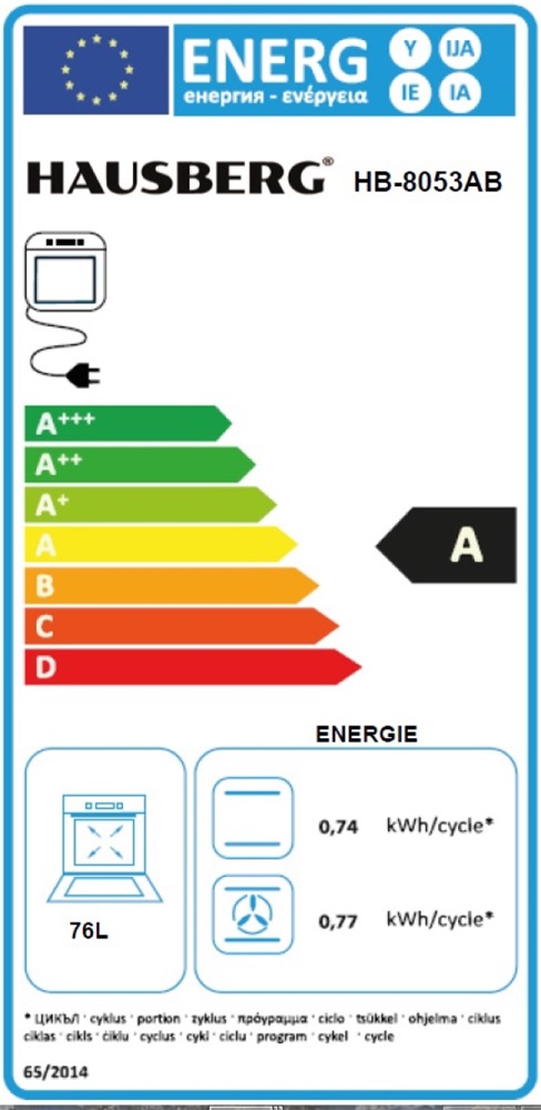 Hausberg HB-8053AB fehér, beépíthető, sütőtér:71L, grill, légkeveréses sütő