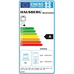 Hausberg HB-8053IN inox, beépíthető, sütőtér:71L, grill, légkeveréses elektromos sütő