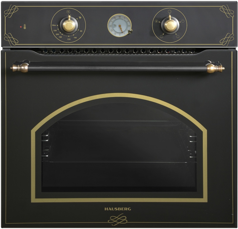 Hausberg HB-8055RST fekete-arany, rusztikus, beépíthető, sütőtér:57L, grill, légkeveréses sütő
