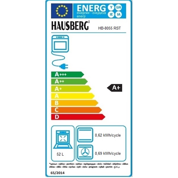 Hausberg HB-8055RST fekete-arany, rusztikus, beépíthető, sütőtér:57L, grill, légkeveréses sütő