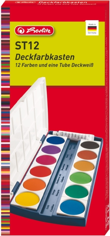 Herlitz 12 szín ST12 + fedőfehér vízfesték