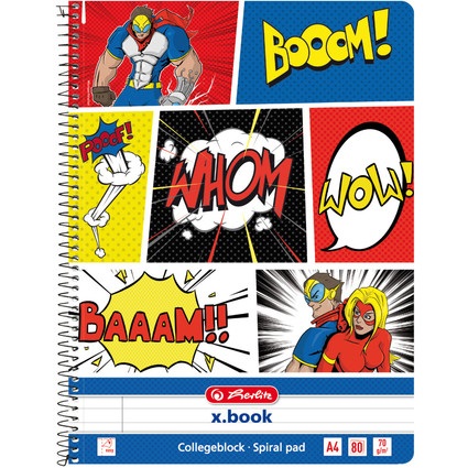 Herlitz Comic A4 80lapos perforált vonalas spirálfüzet