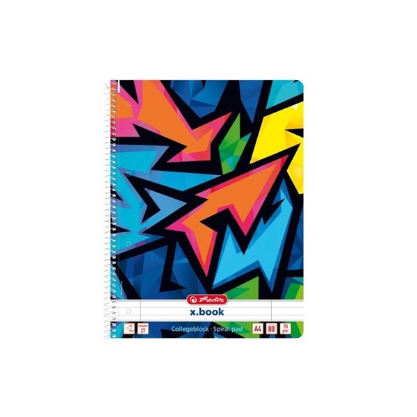 Herlitz Neon Art A4 80lapos vonalas spirálfüzet