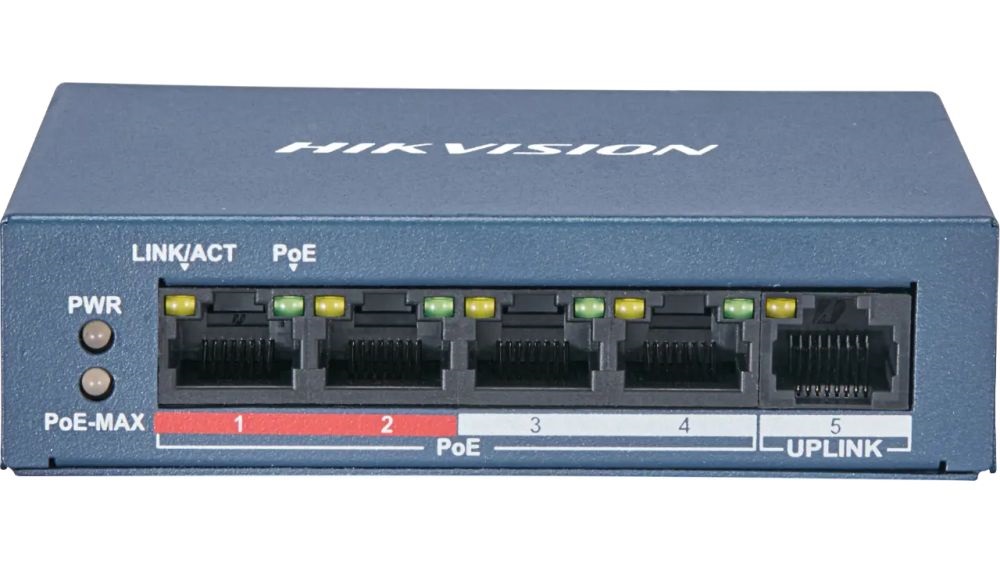 Hikvision DS-3E0105P-E/M (4 port 100Mbps, 38W, 1 uplink port, L2) PoE Switch