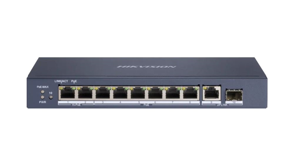 Hikvision DS-3E0510HP-E (8 port 1000Mbps, 110W, 1xRJ45, 1xSFP) PoE Switch