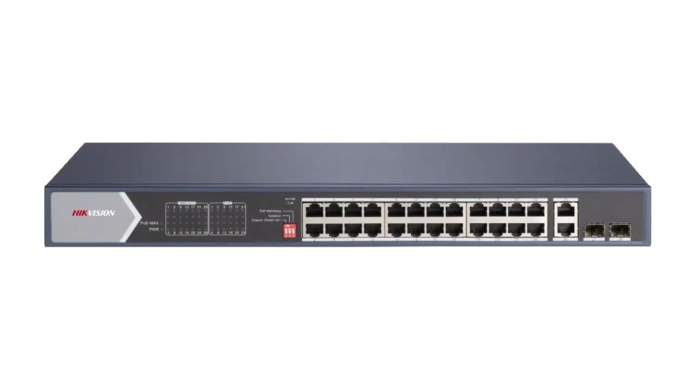 Hikvision DS-3E0528HP-E (24 port 1000Mbps, 370W, 2x RJ45, 2xSFP) PoE Switch