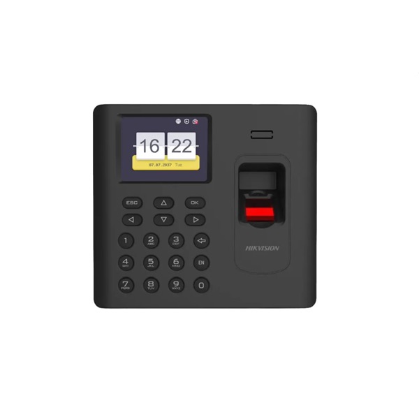 Hikvision DS-K1A802AMF-B (ujjlenyomat/kártya/kód, LCD kiejlző, 10/100, hangszóró) Munkaidő nyilvántartó terminál