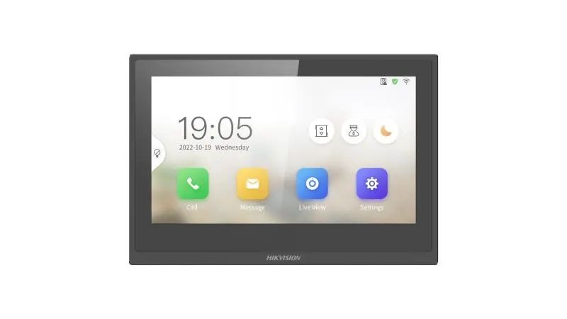 Hikvision DS-KH6351-WTE1 7" TFT érintőkijelző, 1024x600 felbontás, WiFi, fém kerettel IP kaputelefon beltéri egység