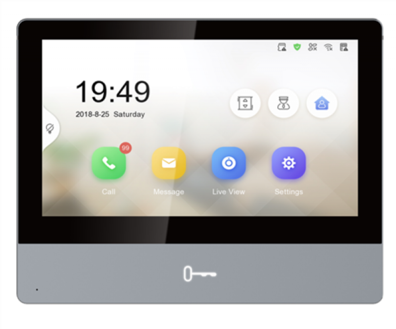 Hikvision DS-KH8350-TE1 (beltéri egység, 7" touch screen, PoE, szürke) IP kaputelefon