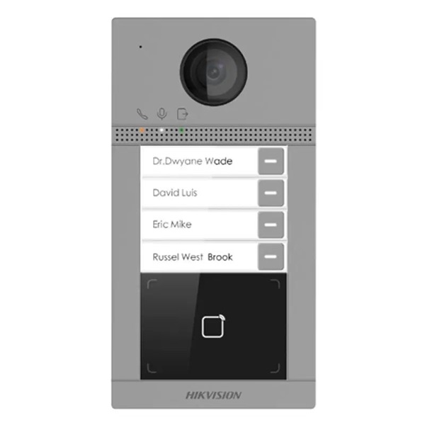 Hikvision DS-KV8413-WME1 (2MP, kültéri egység, 4 lakásos, IP65, IR, I/O, wifi, Mifare kártyaolvasó) IP kaputelefon
