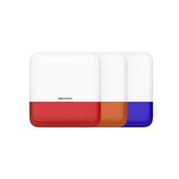 Hikvision DS-PS1-E-WE vezeték nélküli kültéri sziréna AXPro központokhoz, 110 dB, IP65, 12 VDC/4x CR123A, narancs