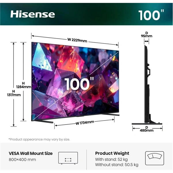 Hisense 100" 100E7S PRO 4K UHD Smart QLED TV