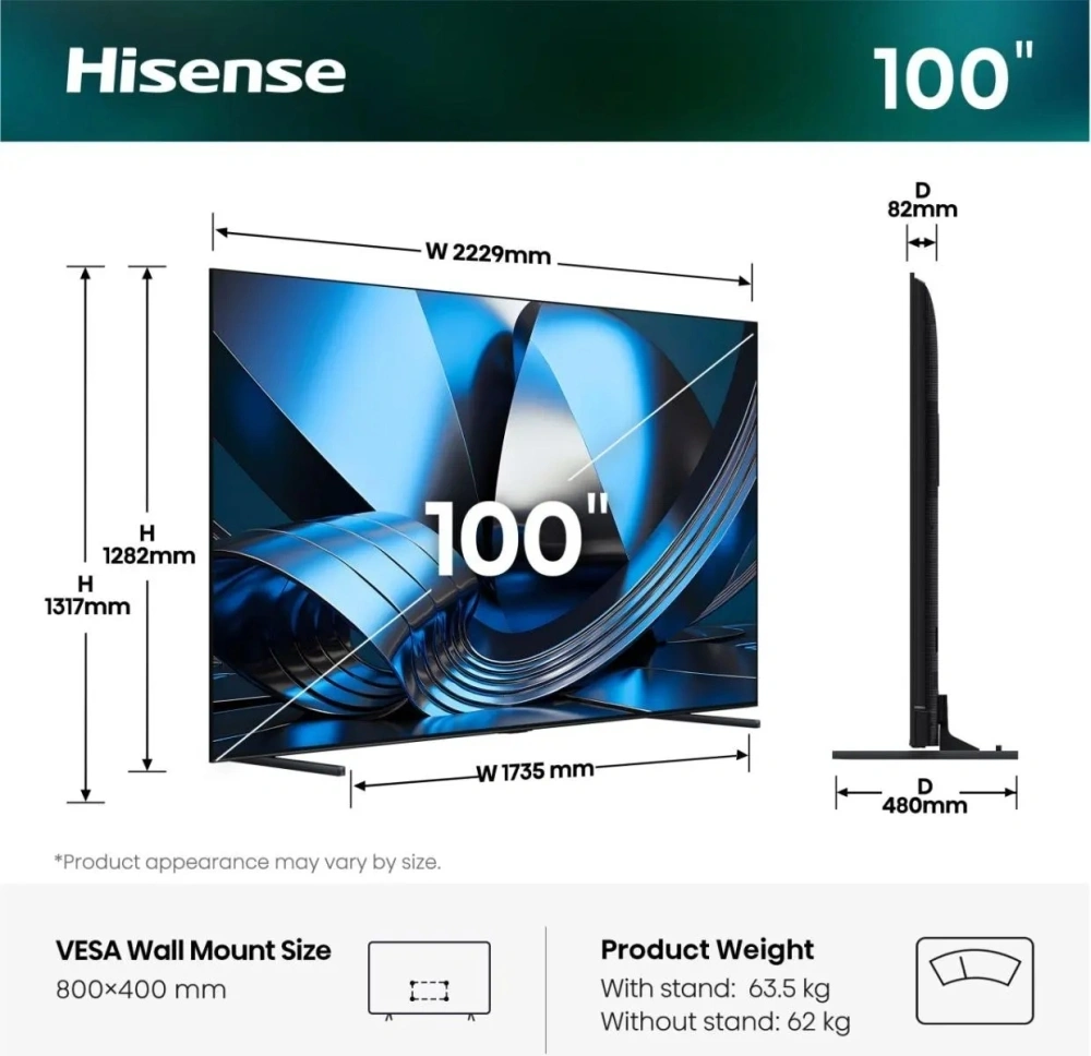 Hisense 100" 100U7SE UHD Smart MiniLED TV
