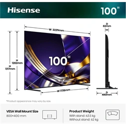 Hisense 100" 100U7S PRO 4K UHD Smart MiniLED TV