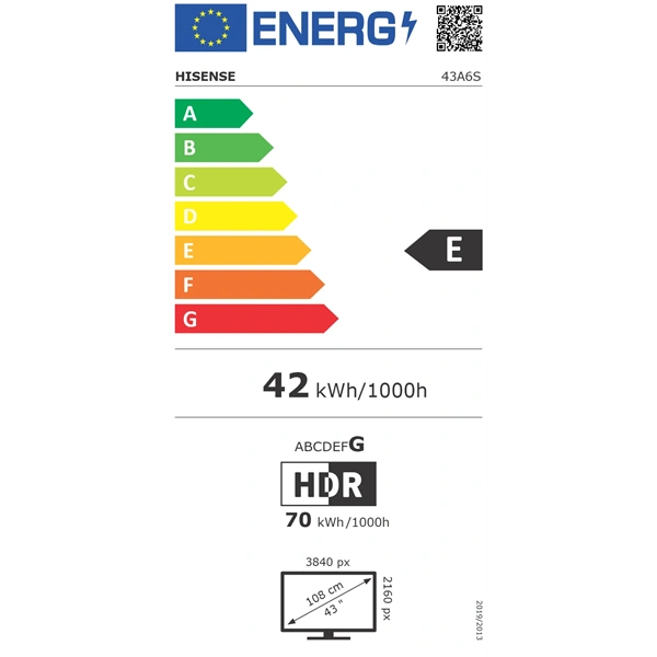 Hisense 43" 43A6S 4K UHD Smart LED TV