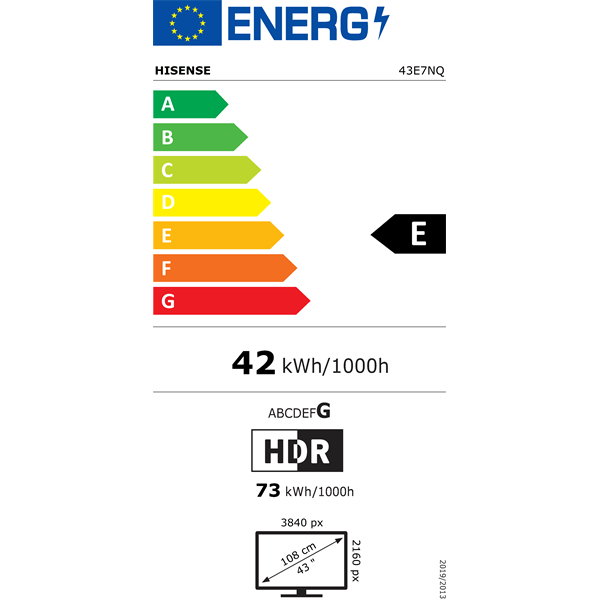Hisense 43" 43E7NQ 4K UHD Smart QLED TV (Újracsomagolt)