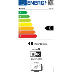 Hisense 43" 43E7Q 4K UHD Smart QLED TV