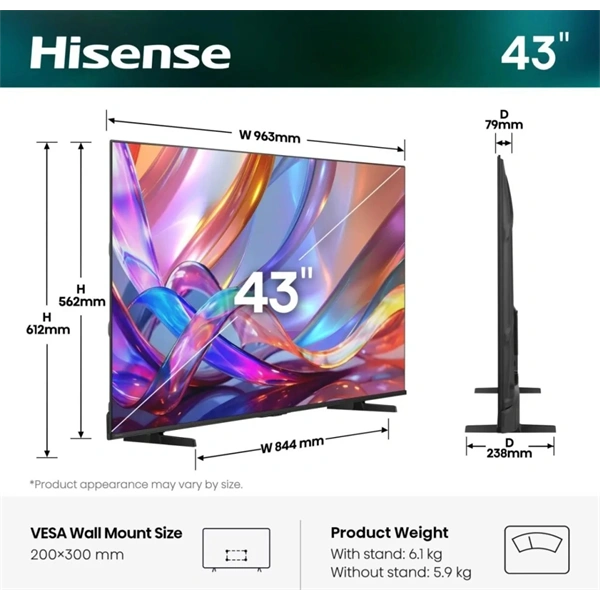 Hisense 43" 43E7S 4K UHD Smart QLED TV