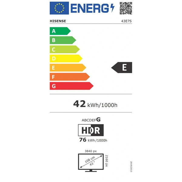 Hisense 43" 43E7S 4K UHD Smart QLED TV