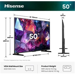 Hisense 50" 50E7S PRO 4K UHD Smart QLED TV